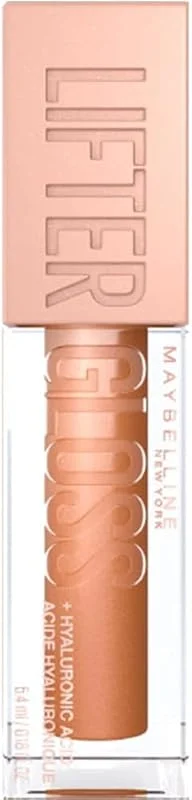 Maybelline New York Lifter Gloss, Lucidalabbra con acido ialuronico, Effetto rimpolpante e idratante, Gold Nu (019), 5, 4 ml — Trucco