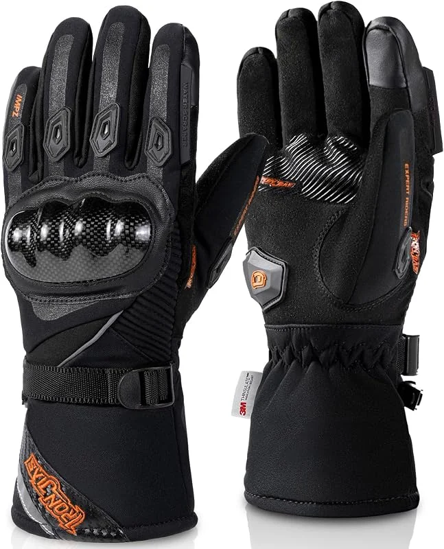 BORLENI Guanti Moto Invernali Uomo con CE livello 1 KP, Guanti da Moto Invernali con 3M, Impermeabili Antivento Termici con Touchscreen e Protezioni in Fibra di Carbonio per Nocche (M-XXL) — Abbigliamento riscaldato