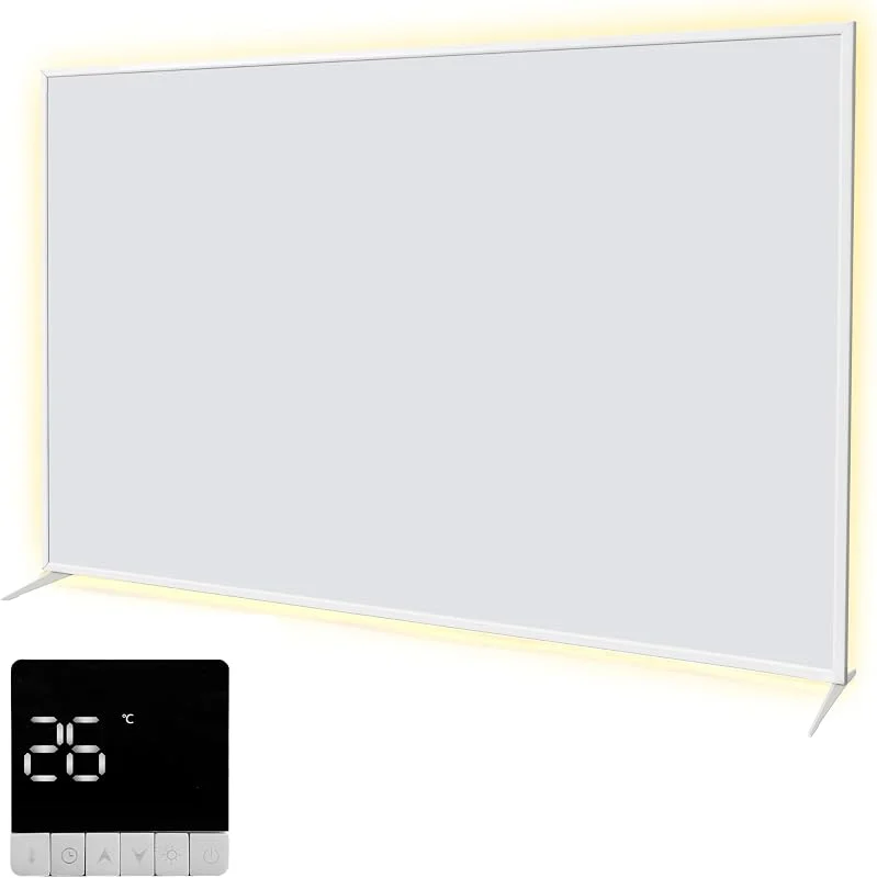 SHX Riscaldamento a infrarossi di alta qualità con WiFi 850 W, 9 – 16 mq, montaggio a soffitto o a parete, dispositivo di supporto, illuminazione per ambiente dimmerabile, telecomando, rilevamento