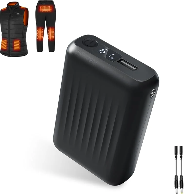 Batteria per gilet riscaldato da 18400 mAh, 5 V, 7, 4 V, 9 V, 12 V per gilet riscaldato, compatibile con TODWARM e vapesoon, power bank portatile per giacche riscaldate, pantaloni — Abbigliamento riscaldato