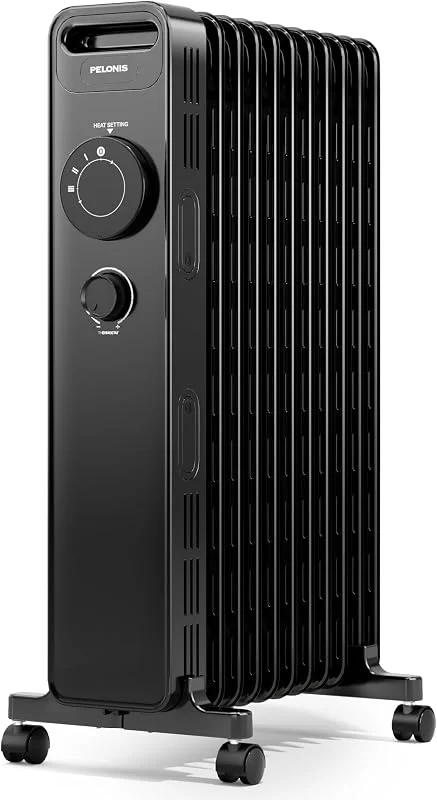 Pelonis Radiatore a Olio con Termostato Regolabile, Radiatore Elettrico con 3 Livelli di Calore, Protezione Contro il Surriscaldamento e l'Inclinazione, 6 Alette, Efficienza Energetica