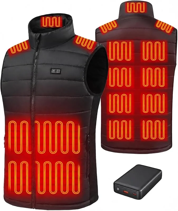 Gilet riscaldante da uomo con batteria da 16000 mAh, 15 zone di riscaldamento, controllo separato e 3 livelli di calore, gilet riscaldante leggero per lavoro, pesca, escursionismo e — Abbigliamento riscaldato