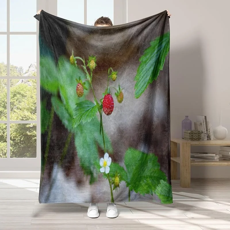 Frutta Coperta di Flanella 220x240cm, Fiori Blanket Morbido Caldo e Confortevole, Modello di Copert con Stampa 3D, Adatto a Tutte le Stagioni — Riscaldamento