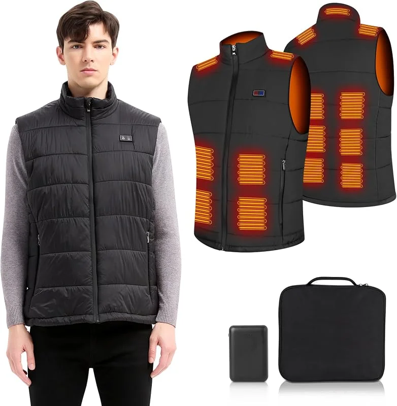 Amiable Gilet Riscaldato Uomo, Giubbotto Riscaldato, 15 Zone, Gilet Riscaldato con 10000mAH Batteria Recargable, Giacca Riscaldata per All'Aperto Lavoro, Pesca, Ciclismo — Abbigliamento riscaldato