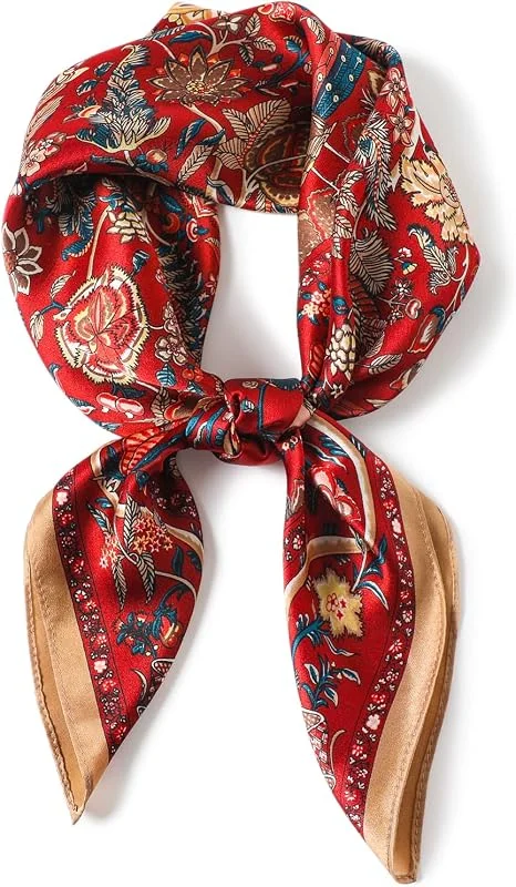 PoeticEHome Foulard in 100% Seta di Gelso Pura - Sciarpa Quadrata Donna Collo e Testa con Confezione Regalo - 68x68 cm — Abbigliamento riscaldato