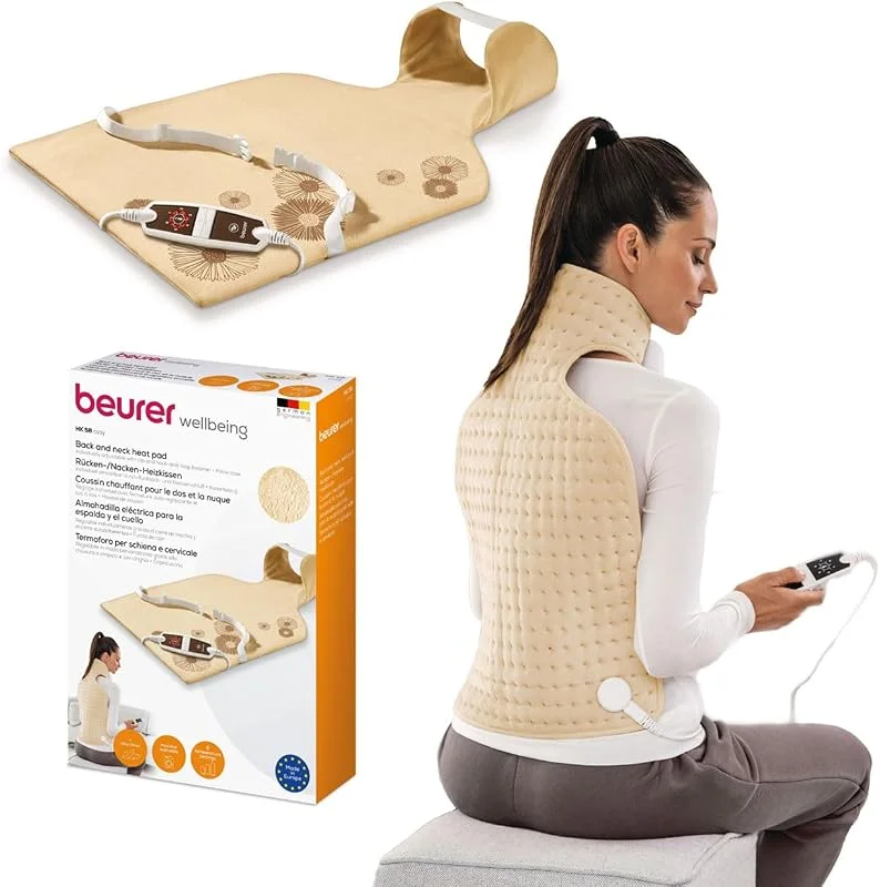 Beurer HK 58 Cosy Termoforo per Schiena e Cervicale, extramorbido, traspirante, non irrita la pelle, 6 livelli di temperatura, disinserimento automatico — Riscaldamento