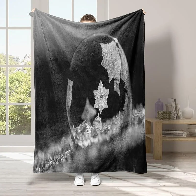 Palla Coperta di Flanella 220x240cm, Foglia Blanket Morbido Caldo e Confortevole, Modello di Copert con Stampa 3D, Adatto a Tutte le Stagioni — Riscaldamento