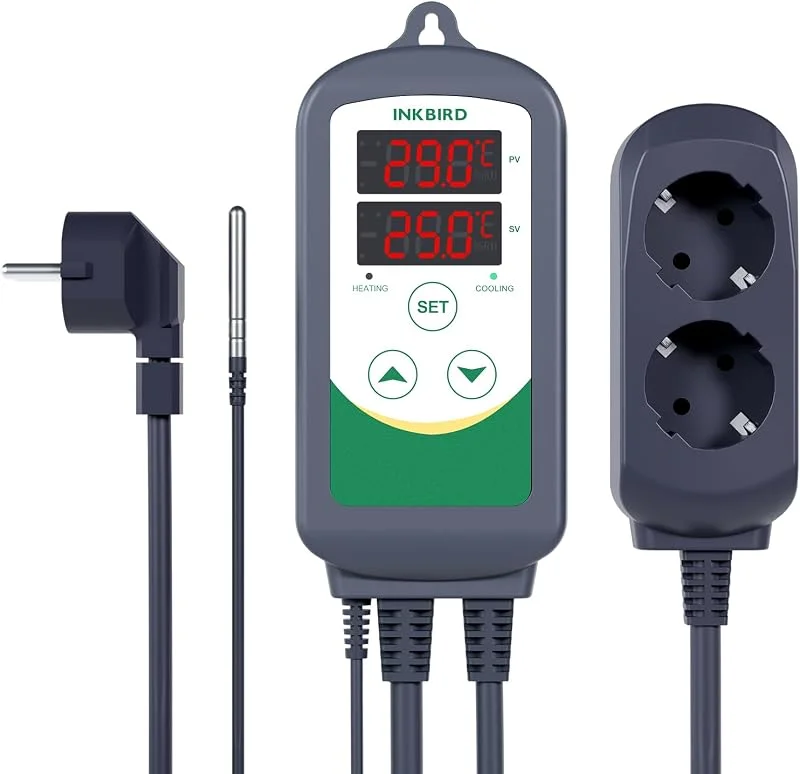 Inkbird Termoregolatore Regolatore di Temperatura Termostato Controllo con Riscaldamento e Raffreddamento per Homebrew, Allevamento, Serra — Umidificatore