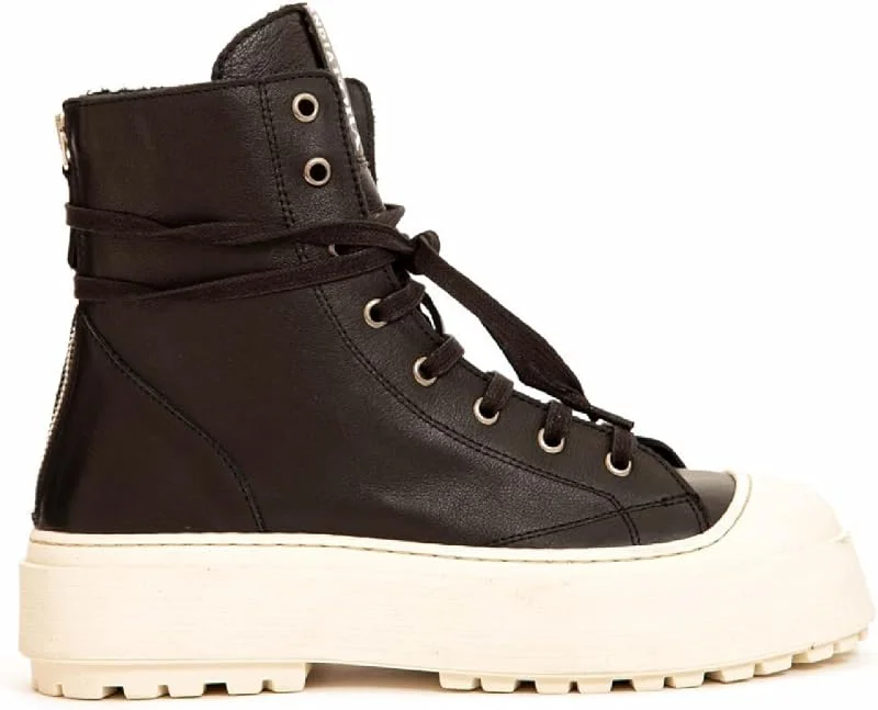ANDIA FORA Stivali Donna West in Pelle, Sneakers Chunky con Suola in Gomma Rinforzata, Nero — Abbigliamento riscaldato