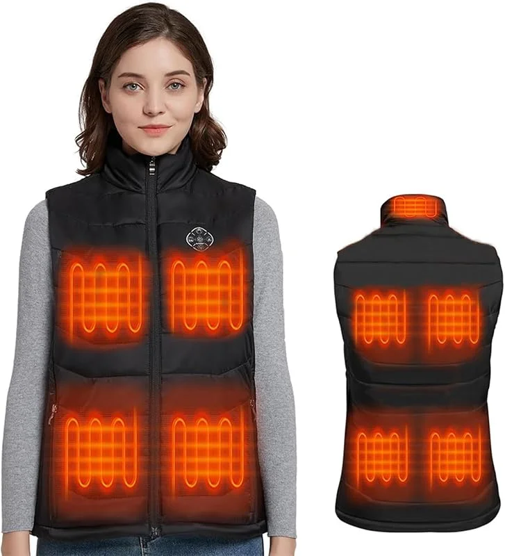 Gilet riscaldato in morbido pile riciclato con funzione a 9 zone riscaldamento al carbonio temperatura regolabile per campeggio all'aperto escursionismo moto equitazione gilet riscaldato — Abbigliamento riscaldato