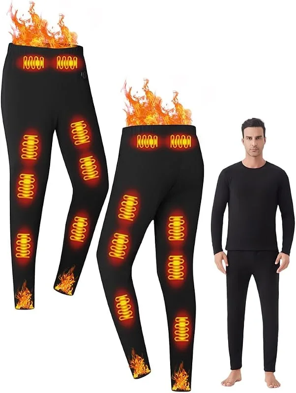 Biancheria intima unisex riscaldata, Zona 26 Top termico riscaldato, pantaloni con 16 zone, Interfaccia di alimentazione USB, DC, 3 impostazioni di temperatura, adatta per campeggio ed escursionismo — Abbigliamento riscaldato
