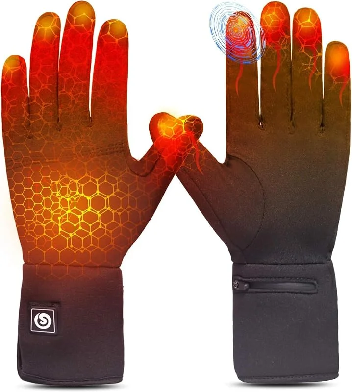 Sun Will Guanti riscaldati elettrici per uomo e donna, guanti invernali riscaldati ricaricabili per bici da esterno, moto, sci, snowdoard, caccia (nero, XLXXL) — Abbigliamento riscaldato
