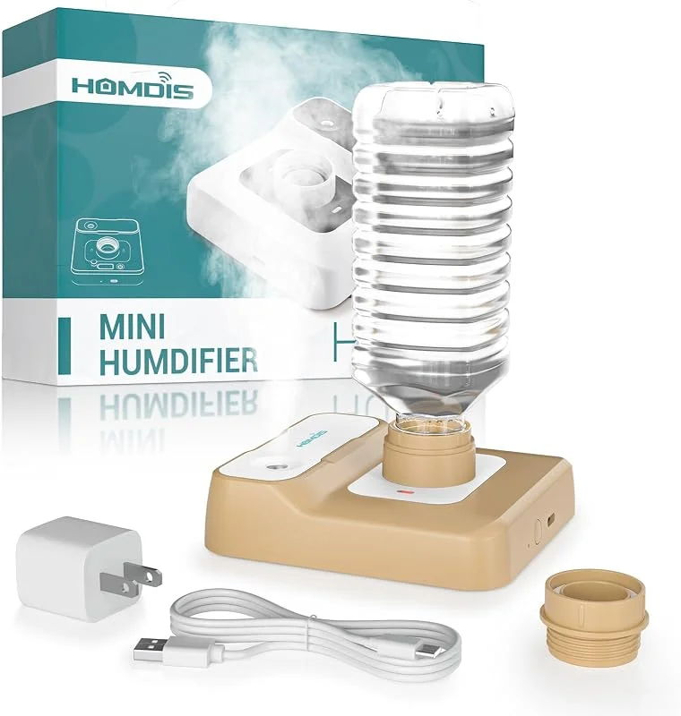 Umidificatore portatile, ricaricabile, per viaggi, camera da letto, ufficio, scrivania, piante, mini umidificatore a nebbia fredda, silenzioso, 23 dB, con 2 modalità di nebulizzazione e
