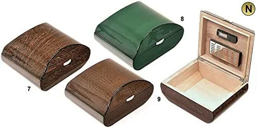 SCATOLA PER SIGARI HUMIDOR UMIDIFICATORE PORTA 75 SIGARI OVALE "LIZARD" LUCIDA LUBINSKI