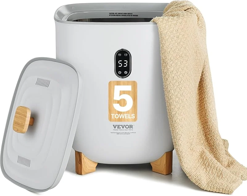 VEVOR Scaldasalviette Capienza 25 Litri con Schermo LED, Scaldacoperte per Bagno, 4 Livelli di Timer, Impostazione Temperatura, Blocco di Sicurezza, per Spa, Casa, Grigio — Riscaldamento