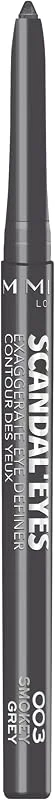 Rimmel London ScandalEyes Exaggerate Eye Definer, Matita Occhi Automatica Waterproof a Lunga Durata dal Colore Intenso e Tratto Ultra Preciso, 003 Smokey Grey — Trucco