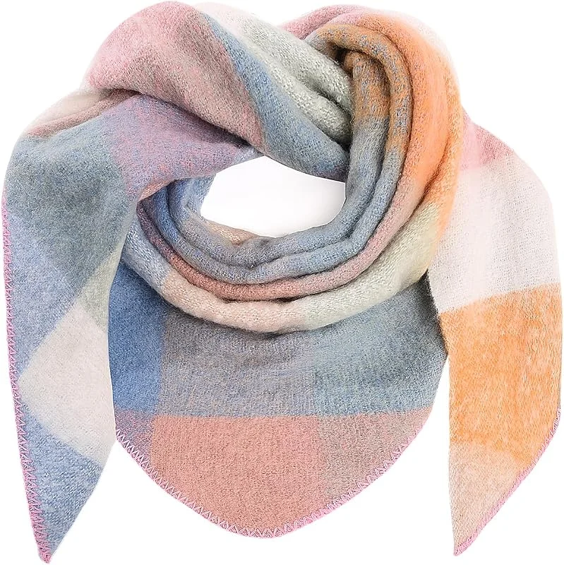 Voqeen Sciarpe Donne Invernale Lungo Scialle Tartan Avvolgere Spessa Sciarpone Signore Caldo Coperta Morbida Stola Coperta Poncho per le Donne — Abbigliamento riscaldato