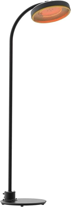 Stufa elettrica da 2000 W, IP65, resistente alle intemperie, Ø 44 cm, altezza 223 cm, elegante design nero e oro, base stabile — Riscaldamento
