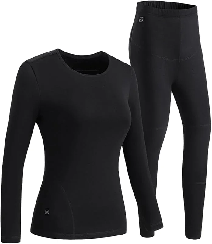 Generisch Set di biancheria intima termica USB da donna, in cotone felpato, resistente all'inverno, zone di riscaldamento resistente al freddo, tessuto riscaldante intelligente — Abbigliamento riscaldato