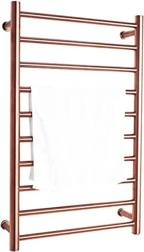 Scaldasalviette Elettrico da Parete in Acciaio Inox per Bagno con Spina in Oro Rosa, portasciugamani Dritto Cromato — Riscaldamento