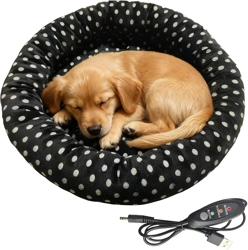 Cuccia riscaldata per gatti, con presa USB, regolabile a 3 temperature, design morbido e caldo, sicuro per uso interno per gatti, cani, gattini, cuccioli, conigli o uso freddo — Riscaldamento