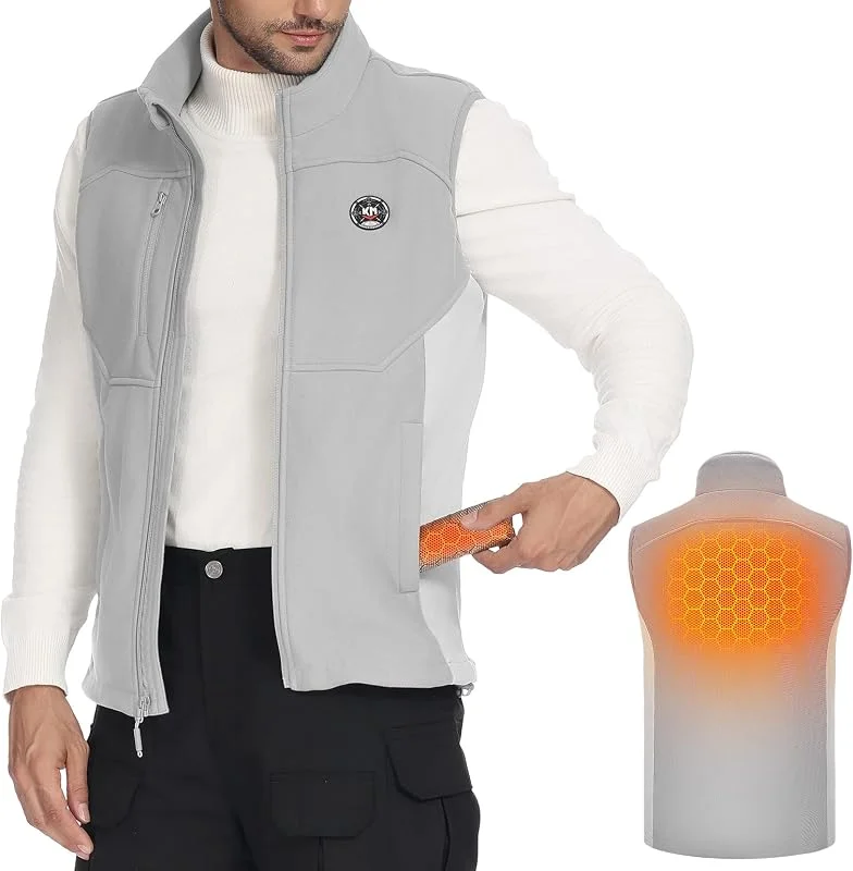 KEMIMOTO Gilet Riscaldato Uomo Donna, Giubbotto Riscaldato con Funzione Scaldamani, Gilet Termico Uomo con Batteria da 10000 mAh, per Sci Pesca Moto Escursionismo — Abbigliamento riscaldato