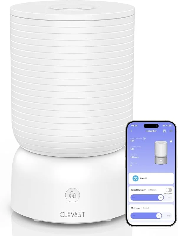 Umidificatore CLEVAST per Camera da Letto - 3, 8 Litri (1 Gallone) con Apriporta Superiore, Nebbia Fredda, Diffusore di Oli Essenziali, Silenzioso per Neonati, Ufficio e Ambienti Domestici