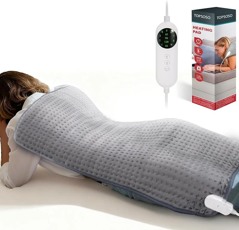 Termoforo Coperta riscaldante 100 x 50 cm con spegnimento automatico, tecnologia di riscaldamento rapido Termoforo elettrico, termoforo sicuro per schiena, collo, spalle (grigio)