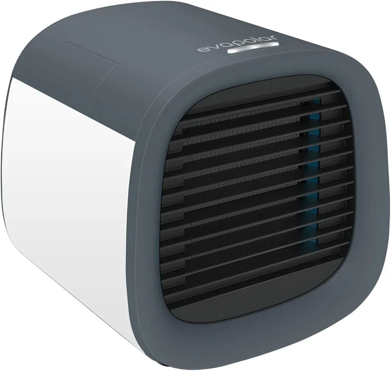 Evapolar evaCHILL - Raffreddatore d'aria e umidificatore portatile, ventola di raffreddamento da tavolo, per casa e ufficio, con connettività USB e luce LED integrata, grigio urbano, piccolo