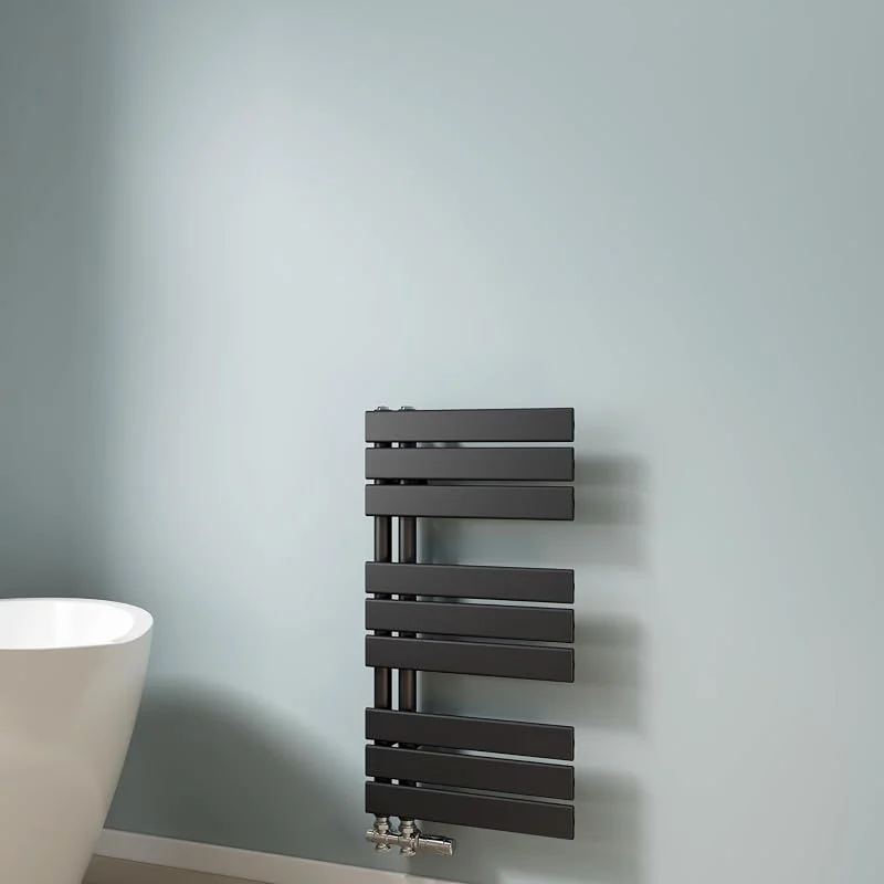 EMKE Scaldasalviette termoarredo piatto, 762 x 400 mm, Nero, 342 W — Riscaldamento