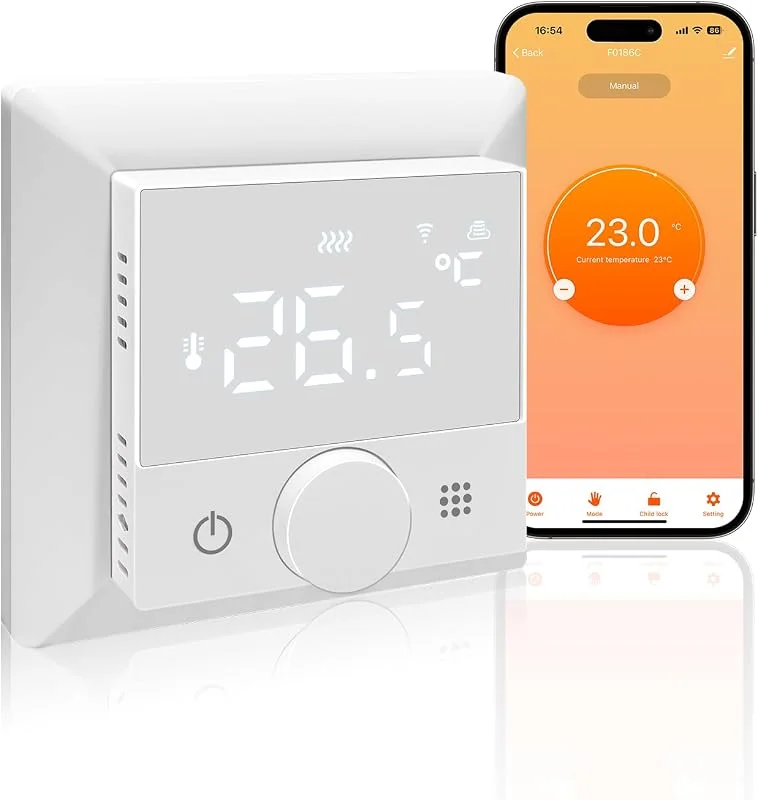 KETOTEK Termostato smart per Caldaia a Gas, Acqua Riscaldamento a Pavimento, Cronotermostato 3A Intelligente, Termostato Ambiente Programmabile Compatibile con Alexa, Smart Life, Tuya Telecomando