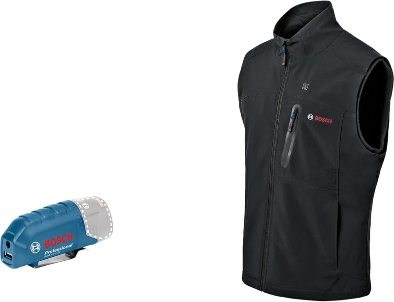 Bosch Professional Heated Vest GHH 12+18V XA (inc. USB Charging Adapter GAA 12V-21, Without Rechargeable Battery, in Cardboard Box) — Abbigliamento riscaldato