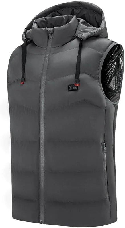 Gilet riscaldato, Abbigliamento da Esterno, Cappuccio Invernale, 9 Zone, Gilet riscaldante, Abbigliamento, 3 Livelli di Riscaldamento (Batteria Non Inclusa)(Gris, M(50-55kg)) — Abbigliamento riscaldato