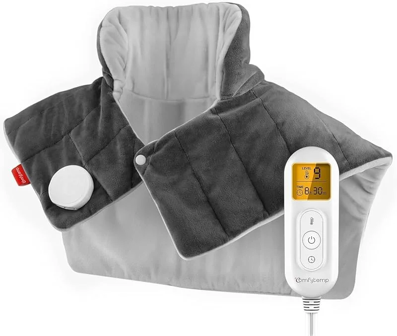 Comfytemp Termoforo per Cervicale e Spalle, 9 Livelli di Calore, Cuscinetto Termico per Spalla e Schiena, Scaldacollo Elettrico per Cervicale, Spegnimento Automatico, Cuscino Termico, 48×56cm, Grigio — Riscaldamento