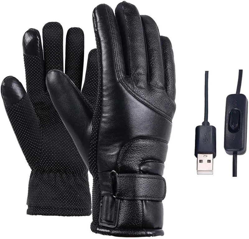 Guanti Riscaldati Guanti Termici Invernali Elettrici USB Touchscreen Guanti Riscaldati Neri in Pelle Impermeabili per Uomo, Guanti Riscaldati USB per Donna Uomo Sci Ciclismo — Abbigliamento riscaldato