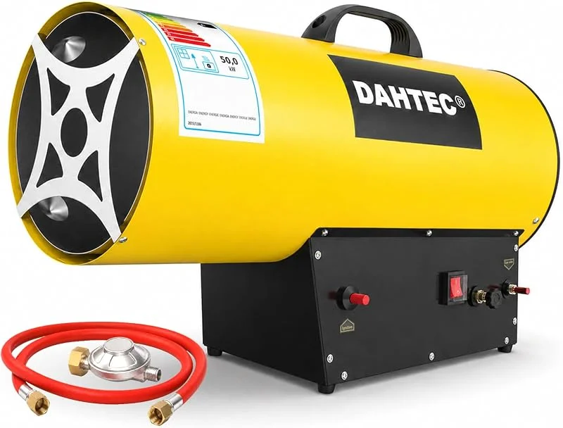 DAHTEC 30-50 kW Riscaldatore a Gas Cannone Termico Termoventilatore a Gas Potenza Regolabile Accensione Piezoelettrica — Riscaldamento