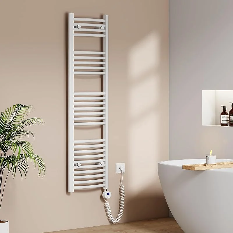 EMKE Scaldasalviette Elettrico per Bagno 140 x 40 cm, Bianco, 500 Watt — Riscaldamento