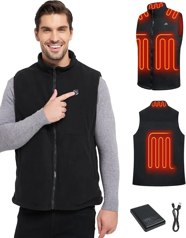 Gilet Riscaldato Uomo, Giubbotto Riscaldato Uomo, Smanicato riscaldato uomo, Gilet Riscaldante, con Batteria 10000mAh, Lavoro All’Aperto, Escursioni, Pesca, Inverno — Abbigliamento riscaldato