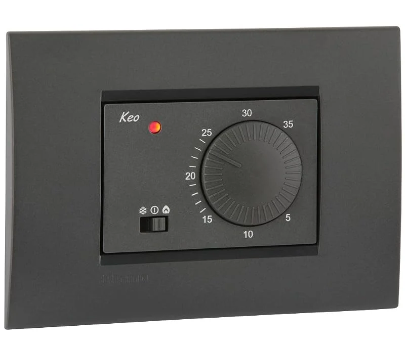 VEMER VN171500 KEO-A Termostato da Incasso con Manopola, Alimentazione 230V, Bianco, Grigio, Antracite — Riscaldamento