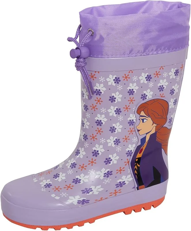 Disney Frozen 2 Tie Top Wellington Stivali Ragazze Wellingtons Elsa Anna Gomma Stivali di Gomma Pioggia Neve Welly Scarpe — Abbigliamento riscaldato