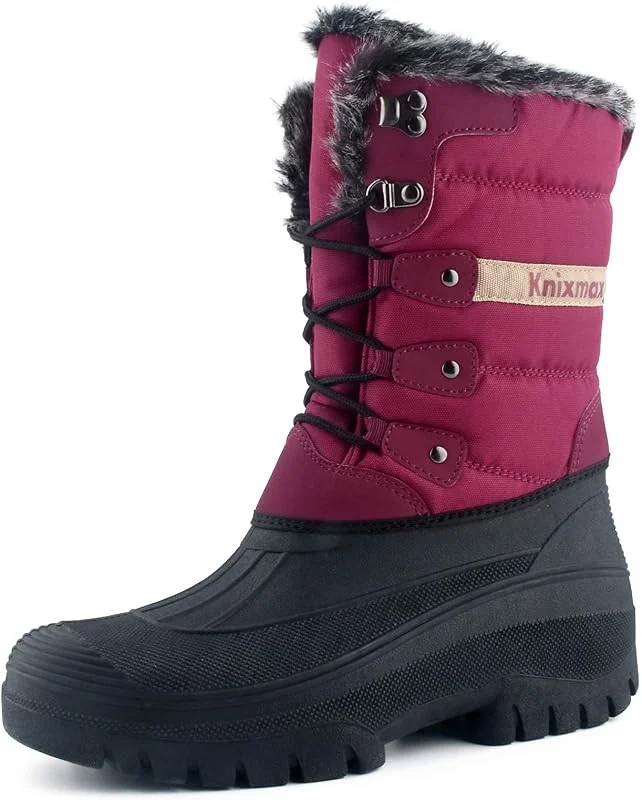 Knixmax Stivali da Neve per Donna e Uomo Stivali Invernali Foderati in Pelliccia Suole Impermeabili Scarpe Calde Stringati per Giardino, Fattoria e Outdoor — Abbigliamento riscaldato