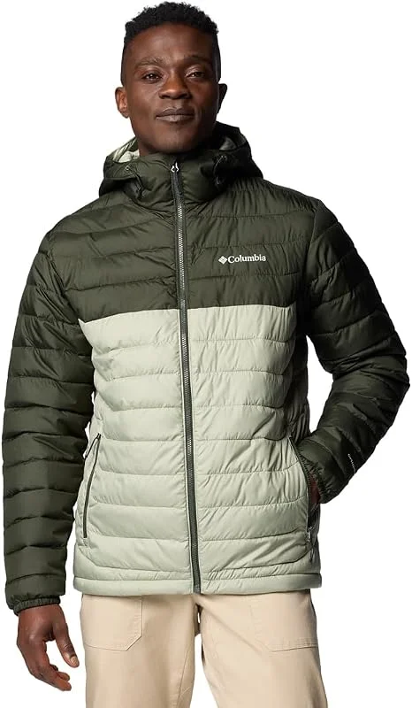 Columbia Powder Lite II Hooded Jacket, Piumino Con Cappuccio Uomo — Abbigliamento riscaldato