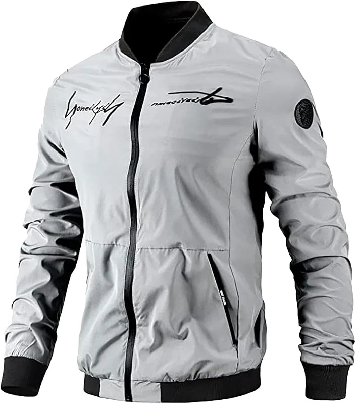 MJGkhiy Giubbotto Invernale Uomo Casual Giacca a Vento Militare Jacket Sportivo Antipioggia Giubbino Autunno Running Primaverile Bomber Con Zip Softshell Giacche Da Lavoro Antivento Giubbotto — Abbigliamento riscaldato