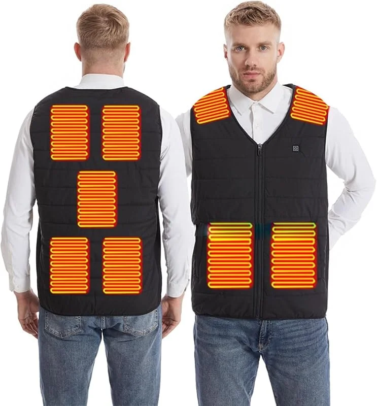 Gilet riscaldato a 9 Zone, Giacca riscaldata, Abbigliamento Invernale for Esterni, for Moto, Campeggio, Caccia (Batteria Non Inclusa)(5XL(90-97.5kg)) — Abbigliamento riscaldato