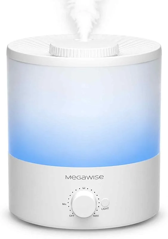 MEGAWISE 1.5L umidificatore di nebbia fredda per camera da letto, casa, ufficio e piante, diffusore di olio essenziale con uscita di nebbia regolabile, 25dB silenzioso ultrasonico, fino a 10 ore, faci