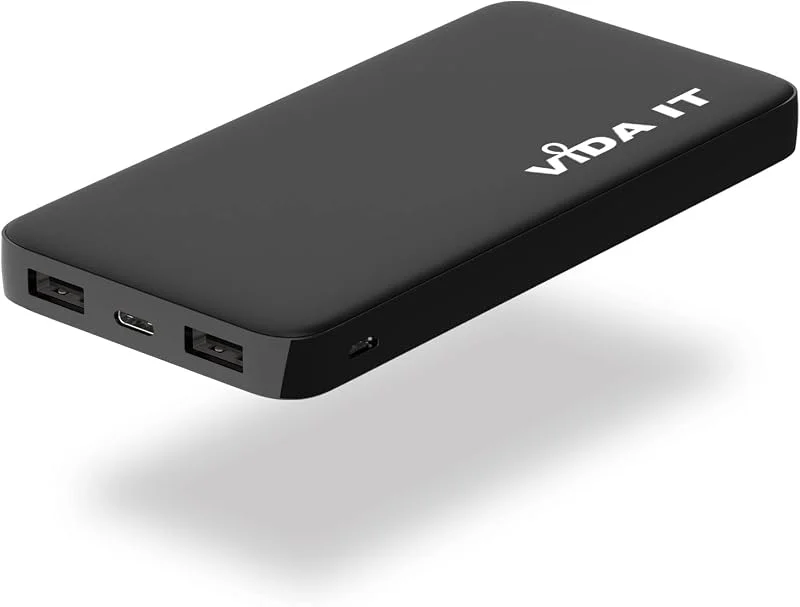 Vida IT vDuo 10000mAh Power Bank per Gilet Giacca Giubbotto Riscaldato USB Batteria Esterna Ricaricabile 2.1A 5V Caricatore Portatile Caricabatterie Compatibile con iPhone Android Cellulare 2 Porte — Abbigliamento riscaldato