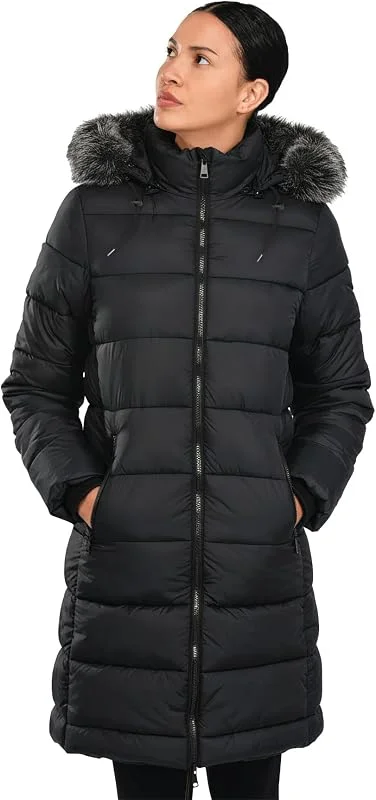 riemot Giubbotto Donna Inverno Caldo Leggero Giaccone Imbottito Cappuccio Cappotto Parka Cappotti Ispessito Caldo Taglio Corto Vita Stretto Urbano Elegante, Nero — Abbigliamento riscaldato
