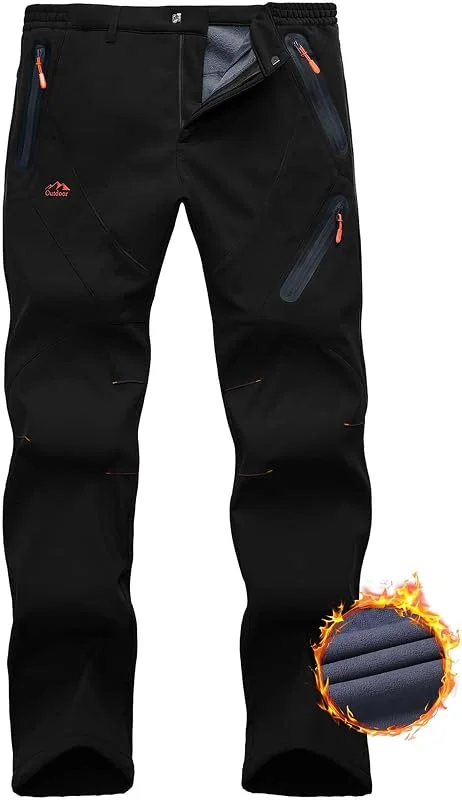 Pantaloni Uomo Sci Neve Impermeabili Softshell con Fodera in Pile per Snowboard, Escursionismo, Zip Gamba — Abbigliamento riscaldato