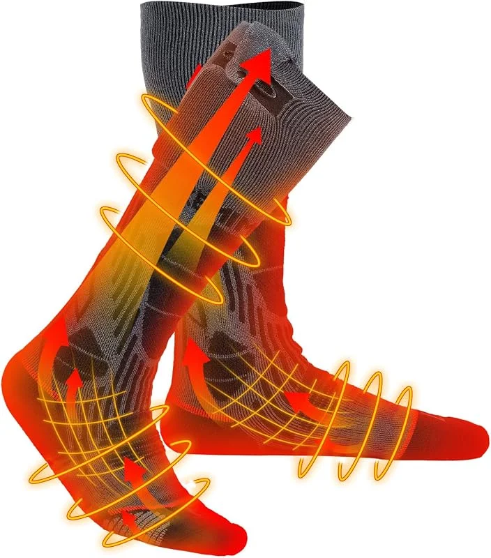 KEMIMOTO Calze Riscaldate Ricaricabili con Controllo APP, Calzini Riscaldante a Batteria per Uomo Donna con Copertura 3 Zone, Calze Termiche Elettrici Lavabili per Inverno, Sci, Trekking — Abbigliamento riscaldato