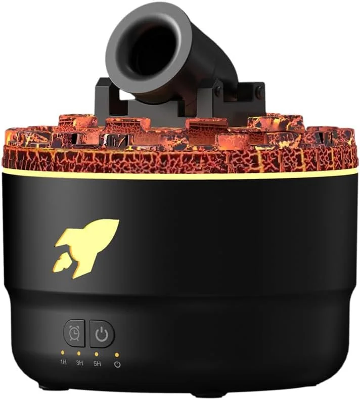 Umidificatore, Diffusore Cannone da Aromi con Nebbia di Vulcano Simulato, Umidificatori Ambiente Cannone Silenzioso con 7 Luci Colorate per Casa Ufficio Viaggio